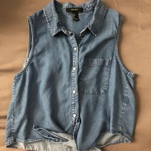 Denim cropped blouse